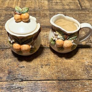 Vintage Takahashi Hand Painted Sugar and Creamer Set